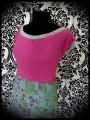 Celadon green/pink dress floral print - size S/M