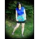 Royal blue top tropical print - size L