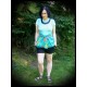 Mint blue top tropical print - size M