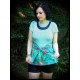 Mint blue top tropical print - size M