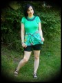 Emerald green top tropical print - size S/M