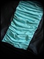Mint blue mini skirt w/ black panels - size L/XL