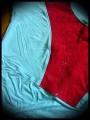 Mint blue top red lace - size S/M