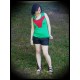 Emerald green top red lace - size M/L