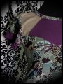 Floral print top beige/purple yoke - size S/M