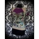 Floral print top beige/purple yoke - size S/M