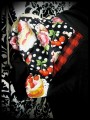 Black top cakes flowers cherries print - size S/M