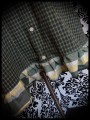 Khaki green turquoise dress plaid print - size S/M