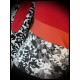 Haut rouge orange gris noir motif floral - taille XS/S