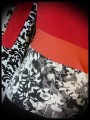 Red orange grey black top floral print - size XS/S