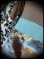 Beige turquoise blue brown top - size S/M