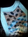 Robe à poche noire tissu imprimé turquoise/gris - taille S/M