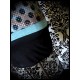 Robe à poche noire tissu imprimé turquoise/gris - taille S/M