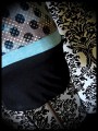 Black dress w/ turquoise/grey front pocket - size S/M