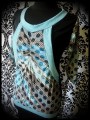 Black dress w/ turquoise/grey front pocket - size S/M