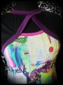 Multicolored top black/purple sewn-in shrug - size S/M