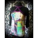 Multicolored top black/purple sewn-in shrug - size S/M