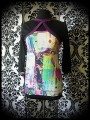Multicolored top black/purple sewn-in shrug - size S/M