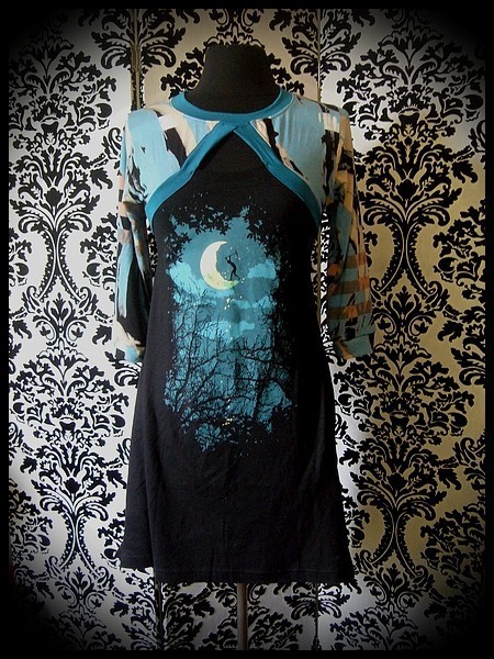 Black Threadless dress multicolored sewn-in shrug - size M/L