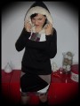 Black hoodie sweater fake fur - size M