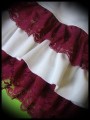 Ivory ruffled mini skirt raspberry lace - size S