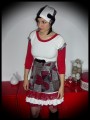 Ivory ruffled mini skirt raspberry lace - size S