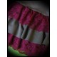 Taupe ruffled mini skirt raspberry lace - size L