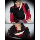 Black red scarf cream fake fur