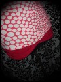 Coral dotted mini skirt dark red details - size M/L