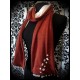 Burnt orange scarf white lining snowflakes buttons