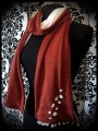 Burnt orange scarf white lining snowflakes buttons