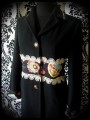 Black coat w/ gold details retro print - size S/M