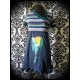 Blue dress Threadless asymmetrical neckline stripes - size S/M