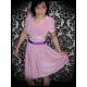 Dust pink dress purple ribbon belt - size S/M