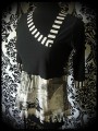 Black grey top asymmetrical neckline stripes - size S/M