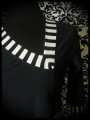 Black grey top asymmetrical neckline stripes - size S/M