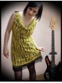 Yellow black striped dress crochet back - size S/M