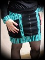 Black mini skirt w/ pockets turquoise blue details - size S/M