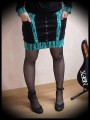 Black mini skirt w/ pockets turquoise blue details - size S/M