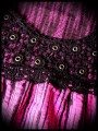 Hot pink black striped top crochet back - size S/M