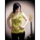 Yellow black striped top crochet back - size M/L