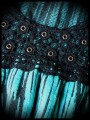 Haut maille rayé bleu turquoise noir dos dentelle - taille S/M