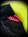 Pantalon slim noir poches imprimé rayé rose vif - taille S/M