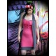 Pink halter dress grey details - size S