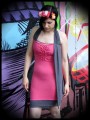 Pink halter dress grey details - size S