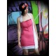 Pink halter dress white details - size M