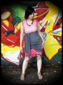 Pink mini skirt with grey drape - size M/L