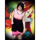 Pink mini skirt with black drape detail - size S/M