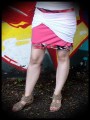 Pink mini skirt with white drape detail - size S/M