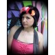 Crown headband w/ orange pink grey white black flowers